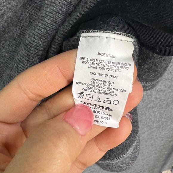 Prana Women's Gray Sephra Full Zip Wool Shawl Collar Jacket‎ Sz Small - Picture 8 of 8